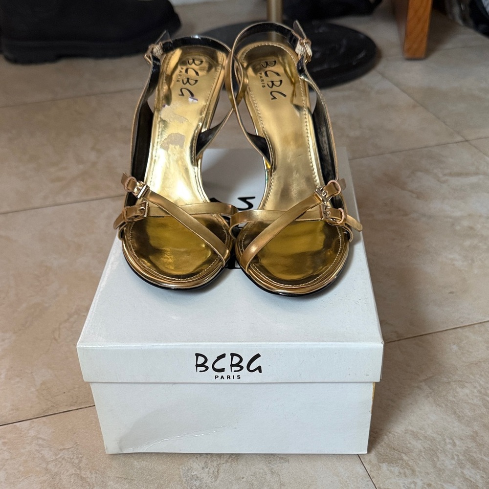 BCBG Metallic Gold Heels